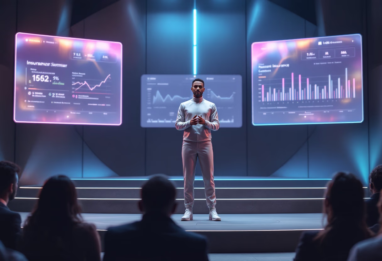 Person presenting a marketing strategy, illustrating how AI enhances business planning and growth